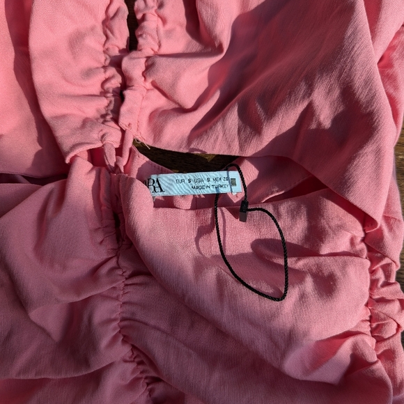 Zara Barbie Pink Cut-out Rushed Halter Mini Dress Womens Size S Cocktail Evening - Picture 5 of 13